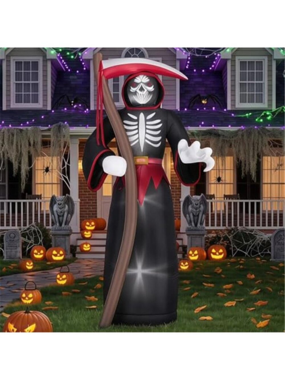 8FT Halloween Inflatables Outdoor, Giant Grim Reaper Blow Up Yard Decor